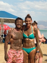 Mudding at the Dead Sea with Elad, college swimming and water polo team mate.